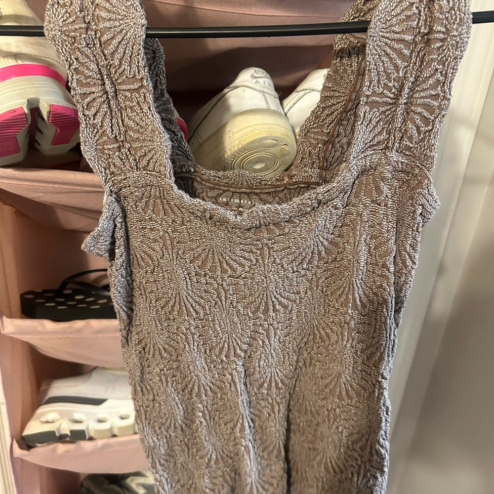 Free People Textured Tank Top in Taupe